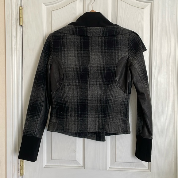 A.L.C. plaid funnel biker moto dark academia wool blend jacket size 6 - Picture 4 of 11